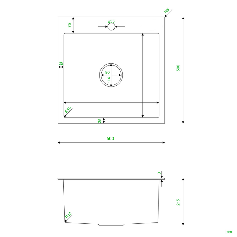 Zlewozmywak stalowy 60x50 złoty + syfon GRATIS