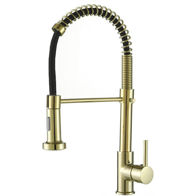 Bateria kuchenna z wyciąganą wylewką King Gold złota