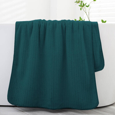 Ręcznik kąpielowy petrol w paski z mikrofibry 70x140 szybkoschnący