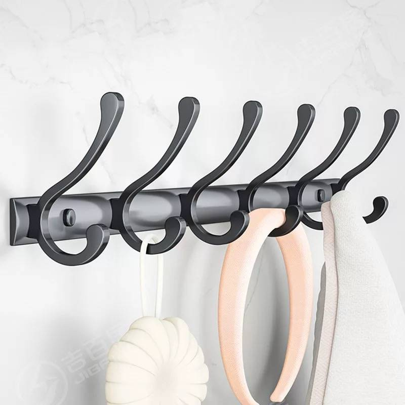 Wieszak łazienkowy FLOW czarny matowy 6-uchwytowy