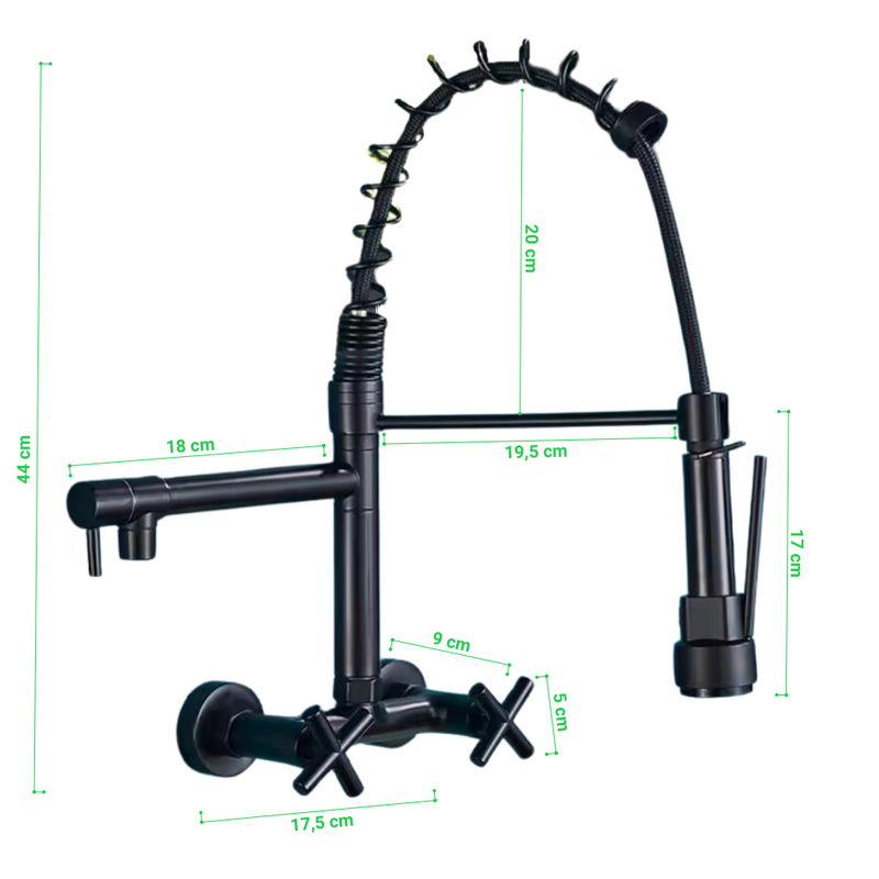 Bateria kuchenna ścienna wysoka restauracyjna wyciągana DUAL 2 BLACK