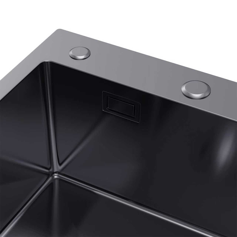 Zlewozmywak stalowy z ociekaczem po prawej stronie 78x49 czarny + syfon GRATIS