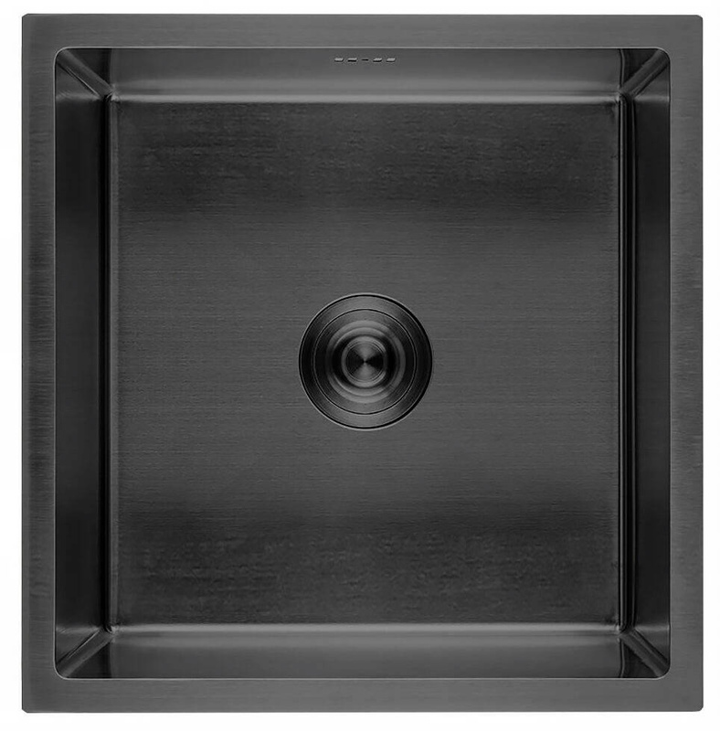 Zlewozmywak stalowy 37x45 czarny + syfon GRATIS podblatowy, podwieszany