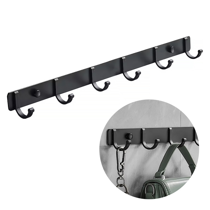 Wieszak na ubrania klucze ręczniki ścienny czarny 44 cm