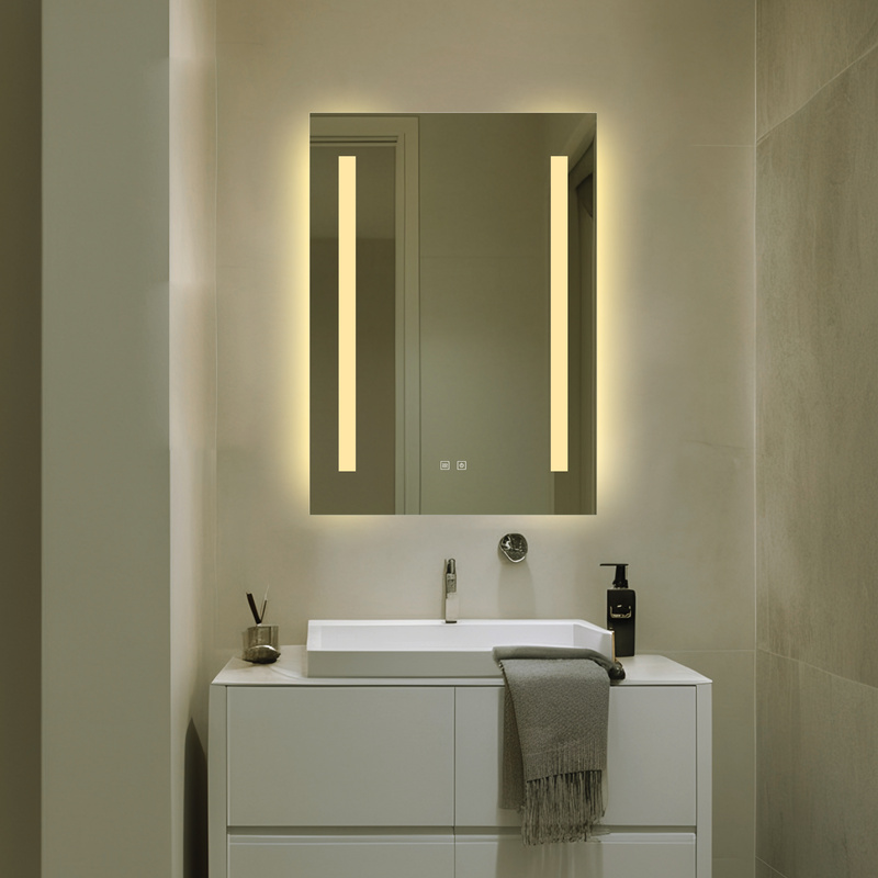 Lustro podświetlane LED 50x70 cm prostokątne H-1421