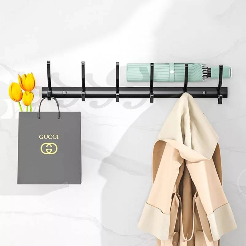 Wieszak łazienkowy FLOW czarny matowy 6-uchwytowy