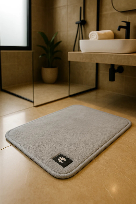 Dywanik łazienkowy prostokątny antypoślizgowy WELCOME 50x80 jasny szary