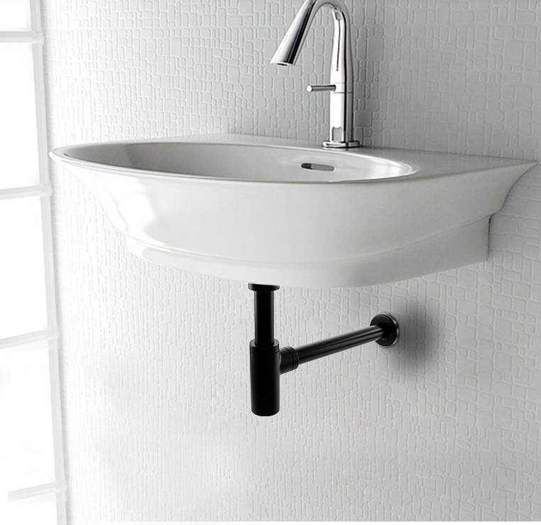 Syfon umywalkowy i korek Clack-Clack bez przelewu czarny