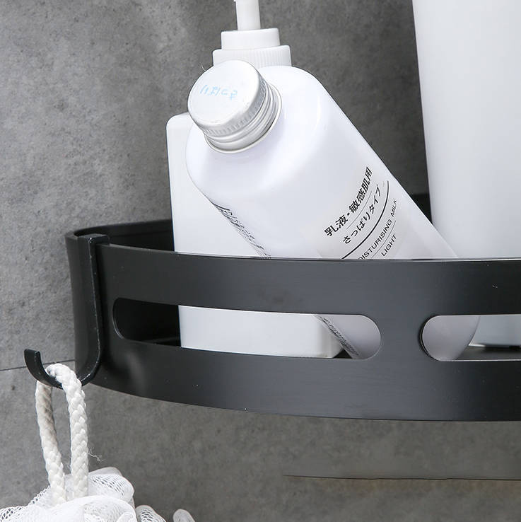 Półka łazienkowa wisząca narożna czarna