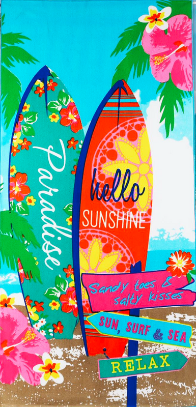 Ręcznik plażowy szybkoschnący z mikrofibry 70x140 SURF PARADISE