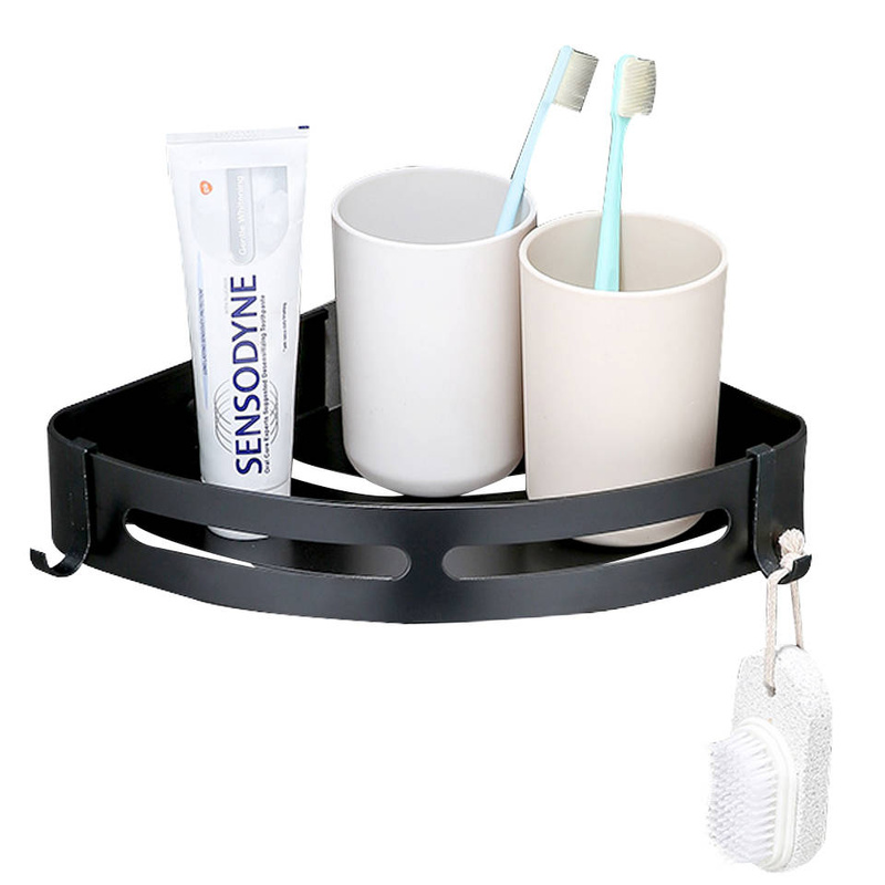 Półka łazienkowa wisząca narożna czarna