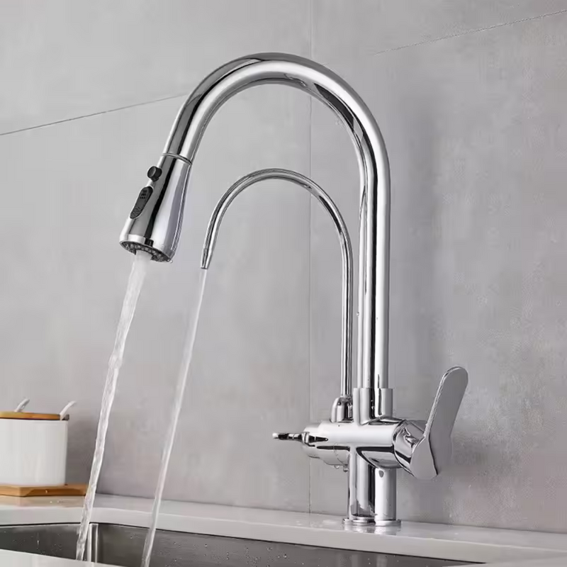 Bateria kuchenna z wyciąganą wylewką do wody filtrowanej PURE CHROM