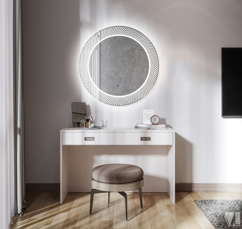 Lustro łazienkowe podświetlane LED dekoracyjne 80 cm okrągłe H2059