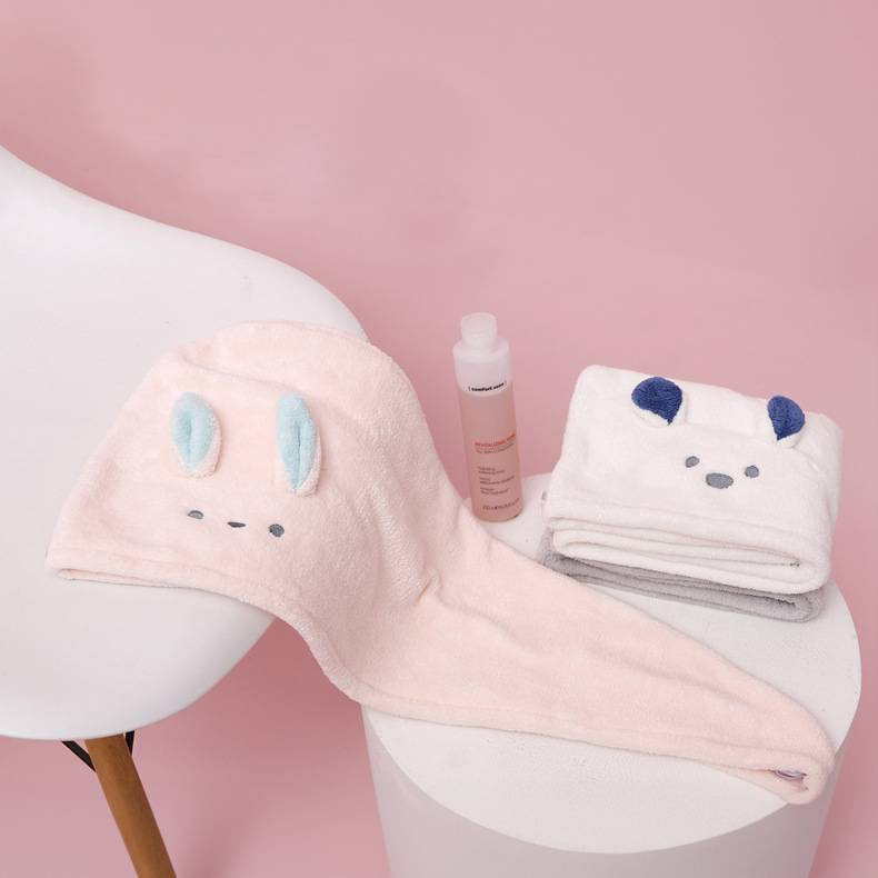 Ręcznik na włosy z mikrofibry szybkoschnący różowy