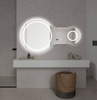 Lustro podświetlane LED 110x60 cm asymetryczne nieregularne okrągłe + zegar J3012