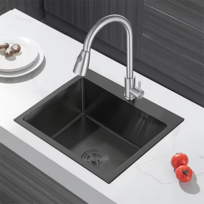 Zlewozmywak stalowy 60x50 czarny + syfon GRATIS