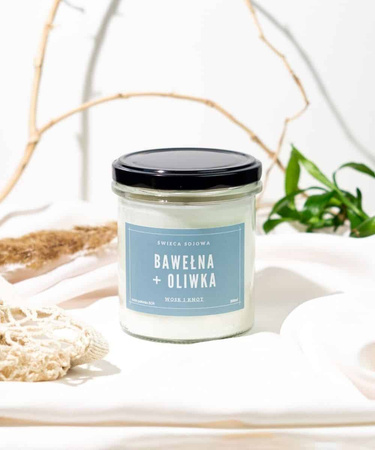 Świeca sojowa zapachowa BAWEŁNA + OLIWKA 300ml