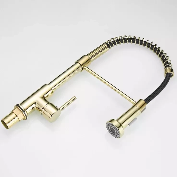 Bateria kuchenna z wyciąganą wylewką King Gold złota