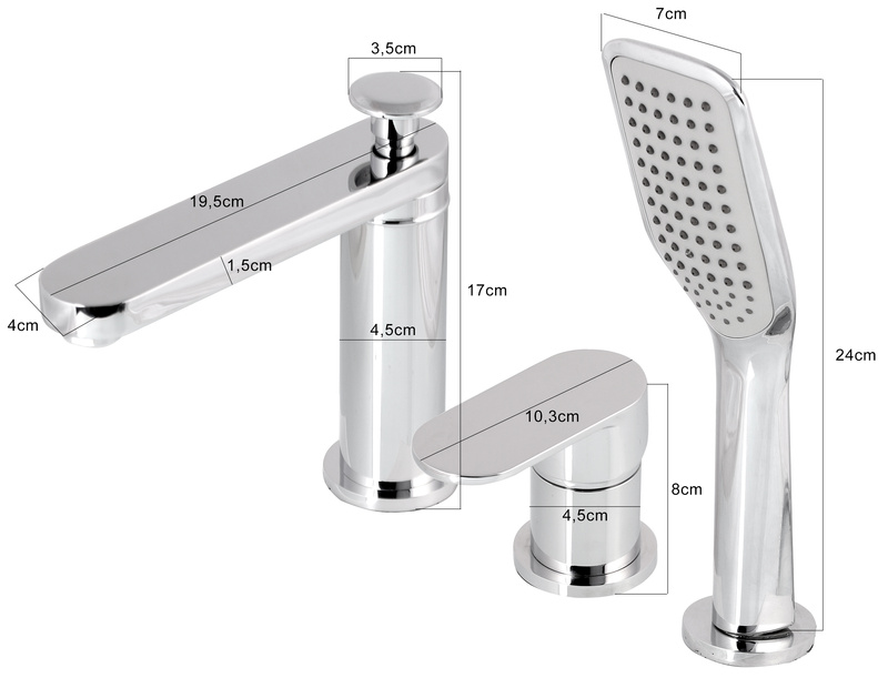 Bateria wannowa 3otworowa + bateria umywalkowa FENIKS komplet