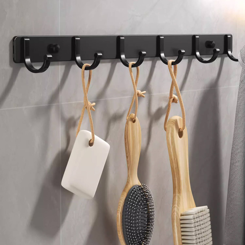 Wieszak na ubrania klucze ręczniki ścienny czarny 44 cm