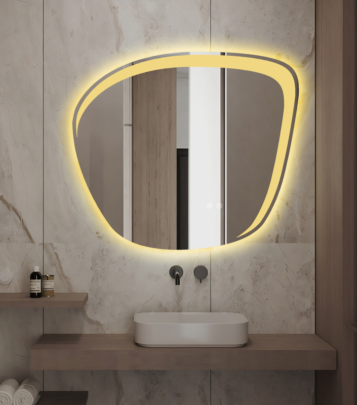 Lustro podświetlane LED asymetryczne dekoracyjne 70x80 cm nieregularne J510