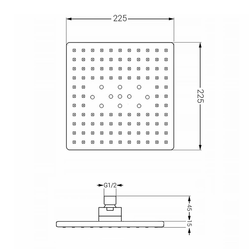 Deszczownica prysznicowa kwadratowa 22,5 cm