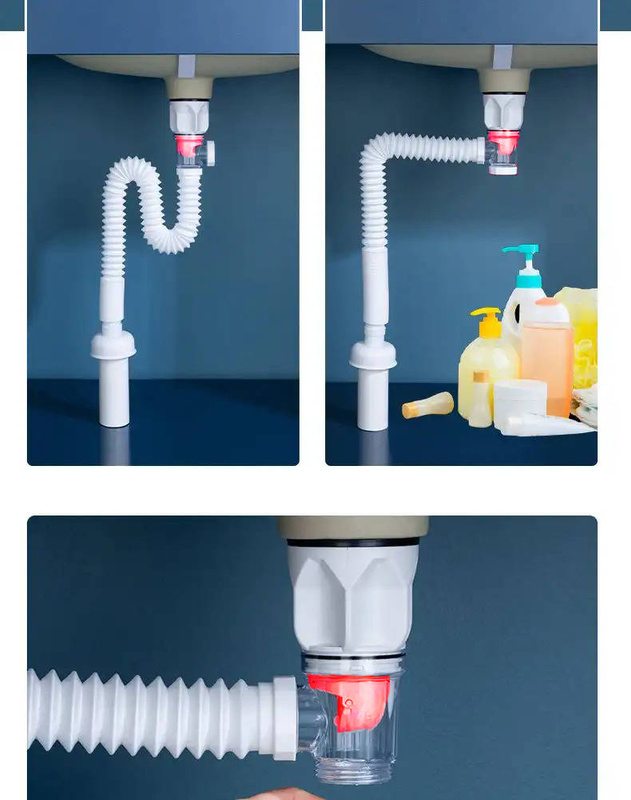 Zestaw syfon umywalkowy elastyczny + korek do umywalki bez przelewu