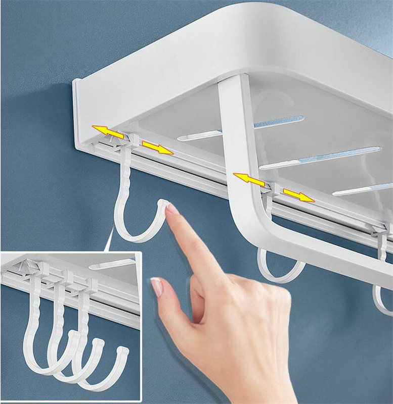 Półka łazienkowa wisząca biała LOFT 40cm z wieszakiem