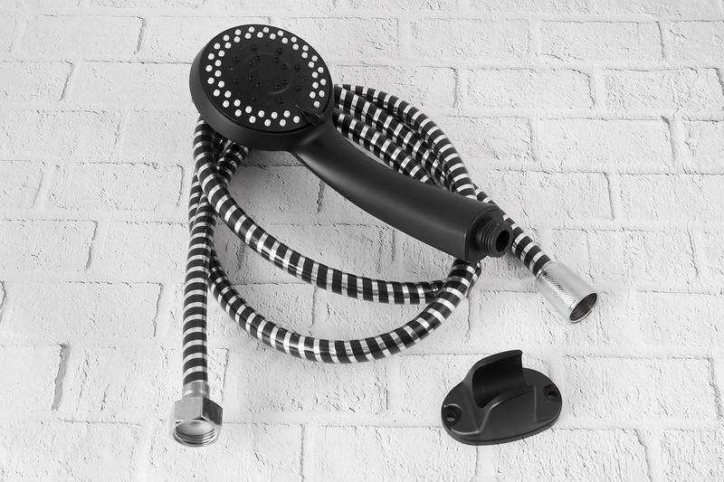 Zestaw prysznicowy czarny wąż słuchawka uchwyt