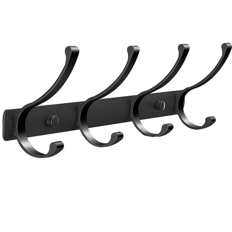 Wieszak łazienkowy FLOW czarny matowy 4-uchwytowy