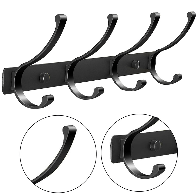 Wieszak łazienkowy FLOW czarny matowy 4-uchwytowy