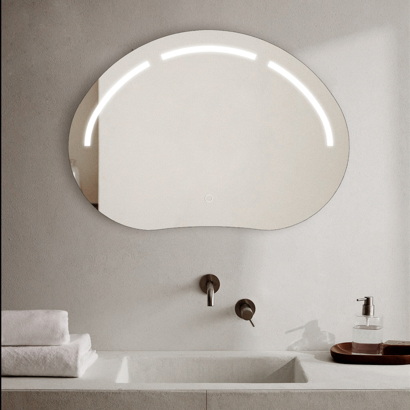 Lustro podświetlane LED asymetryczne dekoracyjne 70x50 cm nieregularne H-3071