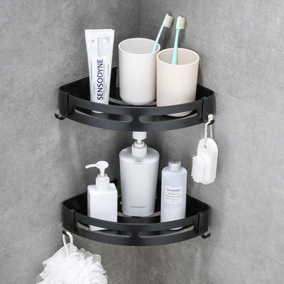 Półka łazienkowa wisząca narożna czarna