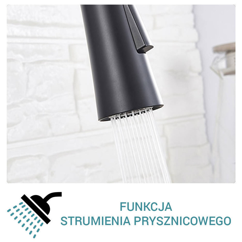 Bateria kuchenna z wyciąganą wylewką SIENA czarna