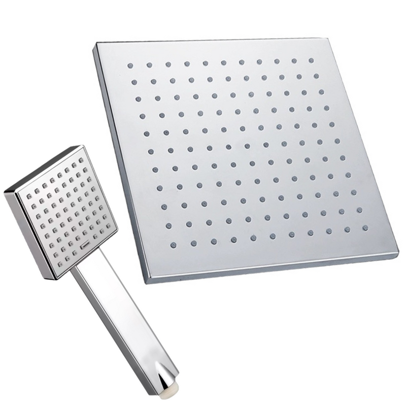 Zestaw deszczownica + słuchawka prysznicowa kwadratowa 20 cm obrotowa regulowana