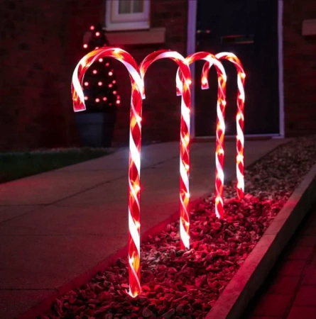 Świąteczne lampki ogrodowe CANDY CANE 6 sztuk