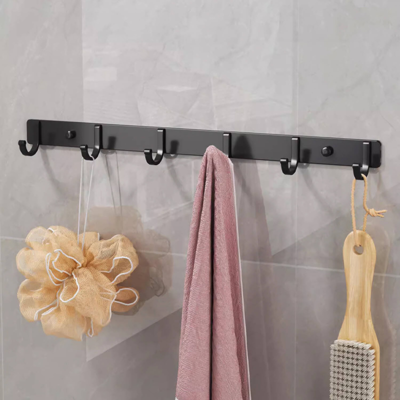 Wieszak na ubrania klucze ręczniki ścienny czarny 44 cm