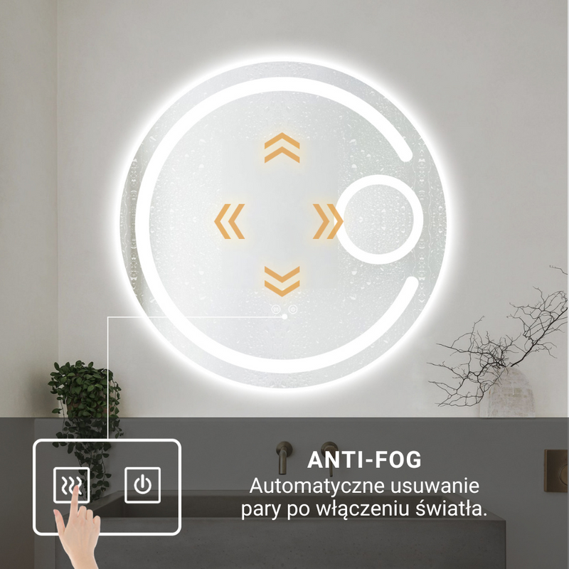 Lustro podświetlane LED 70 cm okrągłe H-2010 powiększające