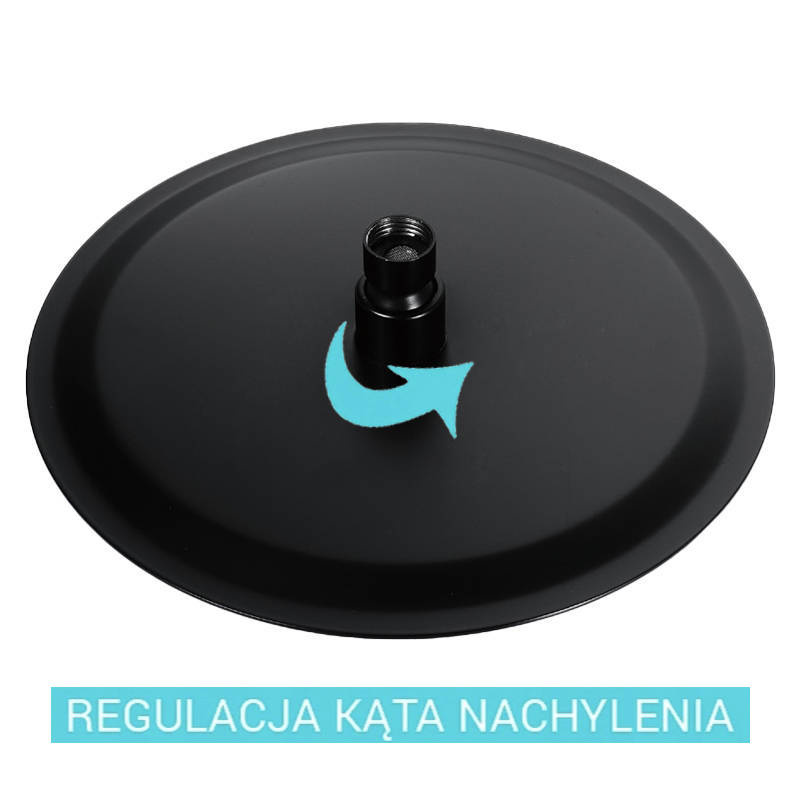 Deszczownica prysznicowa czarna okrągła 20cm