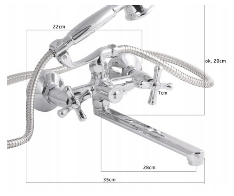 Bateria wannowa retro obrotowa długa wylewka NEORETRO