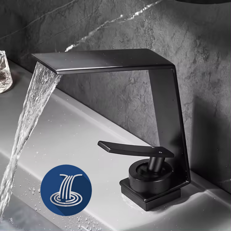 Bateria umywalkowa z wodospadową wylewką DELLA czarna