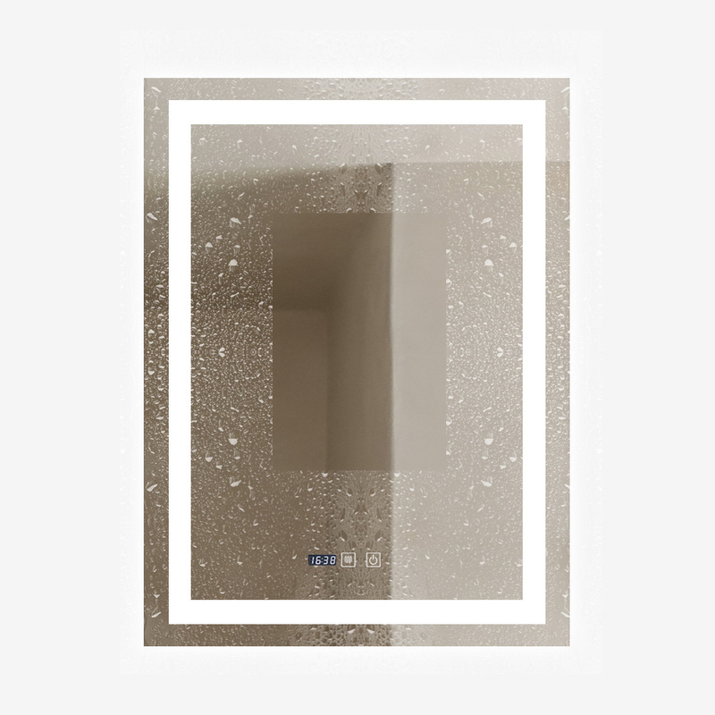 Lustro podświetlane LED 60x80 cm prostokątne J109 + zegar