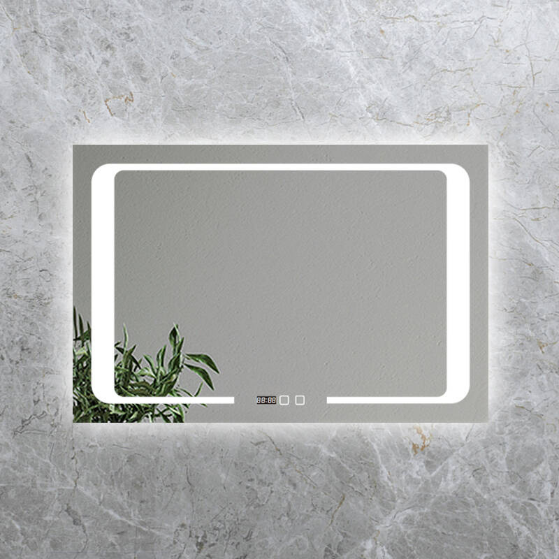 Lustro podświetlane LED 90x60 prostokątne J16 z zegarem