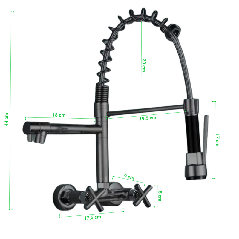 Bateria kuchenna ścienna wysoka restauracyjna wyciągana DUAL 2 GRAPHIT