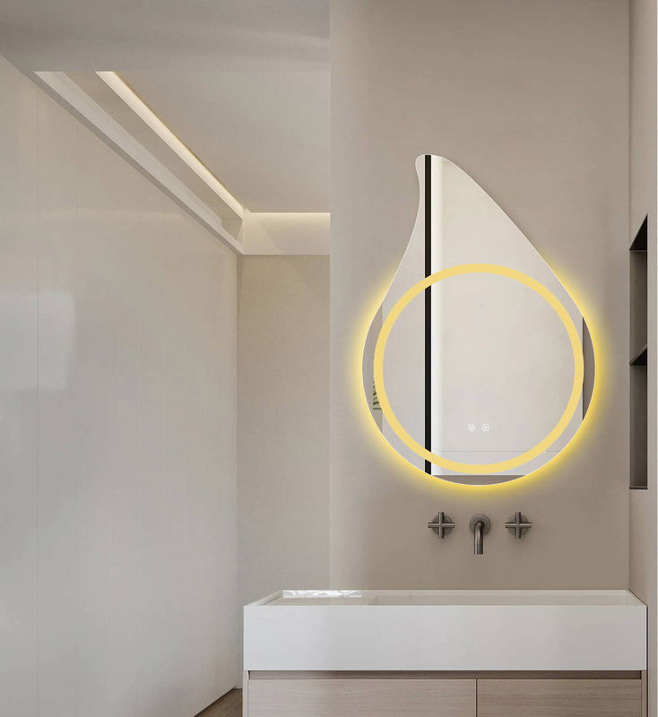 Lustro podświetlane LED dekoracyjne asymetryczne 60x85 cm w kształcie kropli łezki J3010
