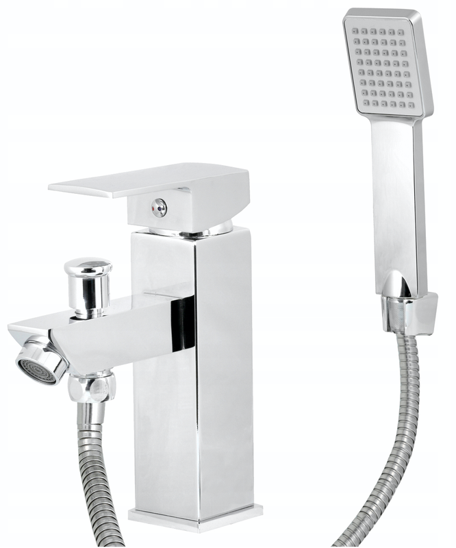 Bateria umywalkowa z wyjściem na wąż i zestawem natryskowym