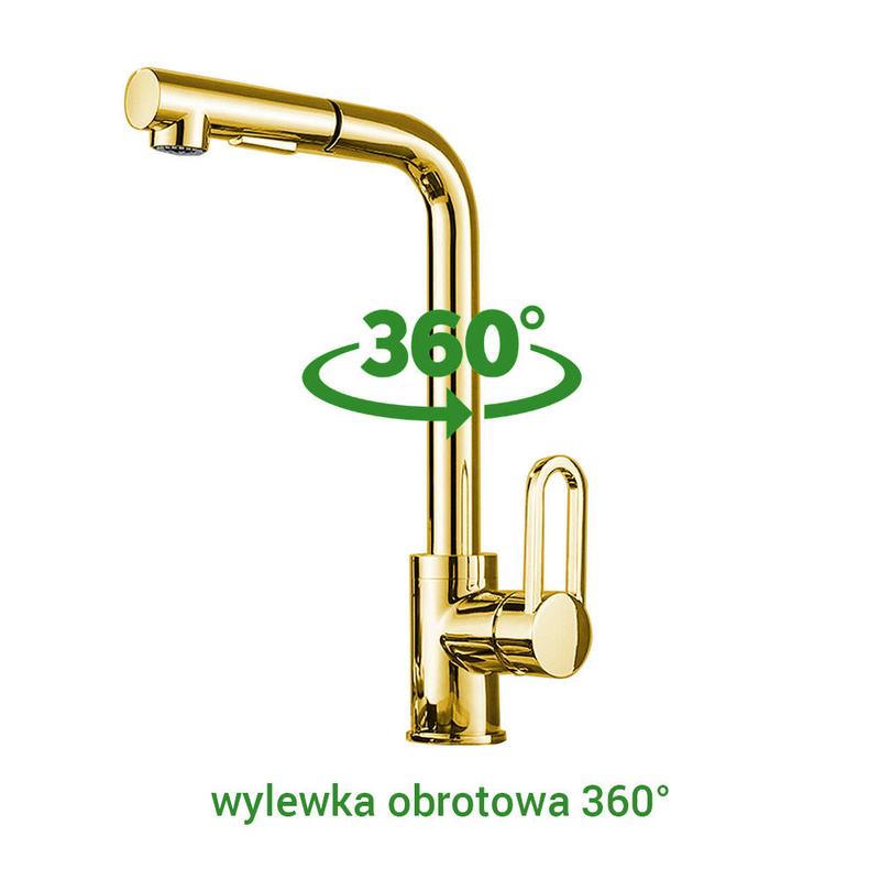 Bateria kuchenna złota z wyciąganą wylewką GAJA