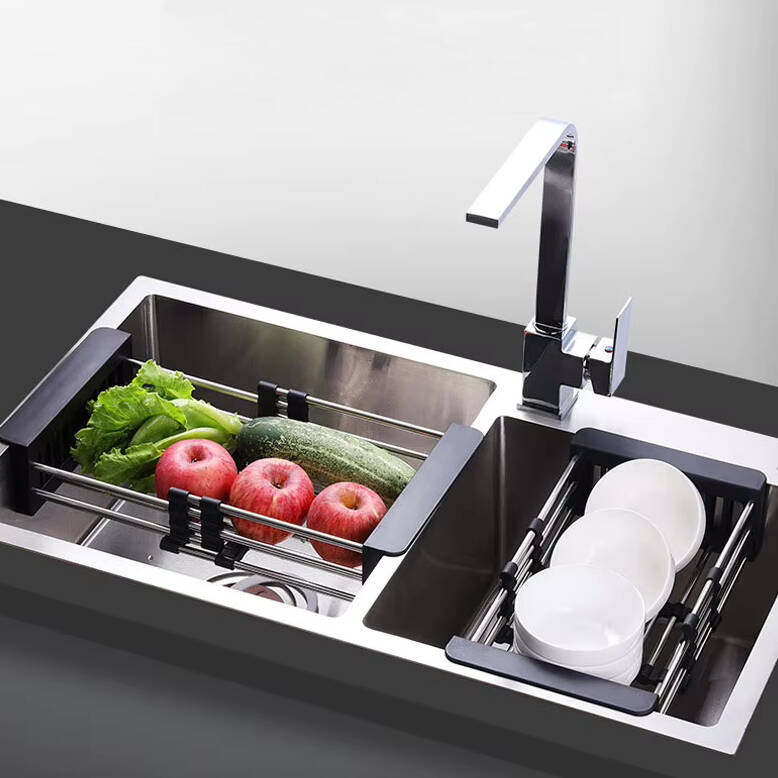 Koszyk teleskopowy do zlewozmywaka wkładka ociekowa na naczynia uniwersalny czarny