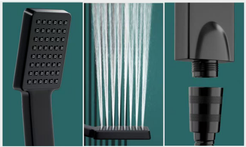 Słuchawka prysznicowa kwadratowa 1-funkcyjna KAMA czarna