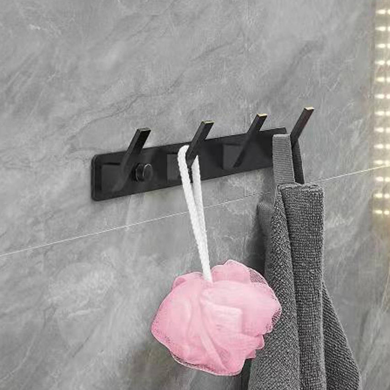 Wieszak łazienkowy czarny ESSA 4-uchwytowy